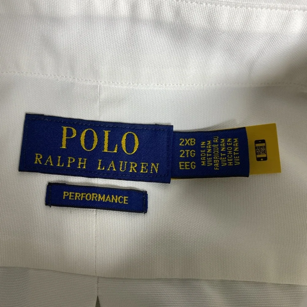 Polo Ralph Lauren Performance Shirt Mens 2XB Solid White Long Sleeve Button Down